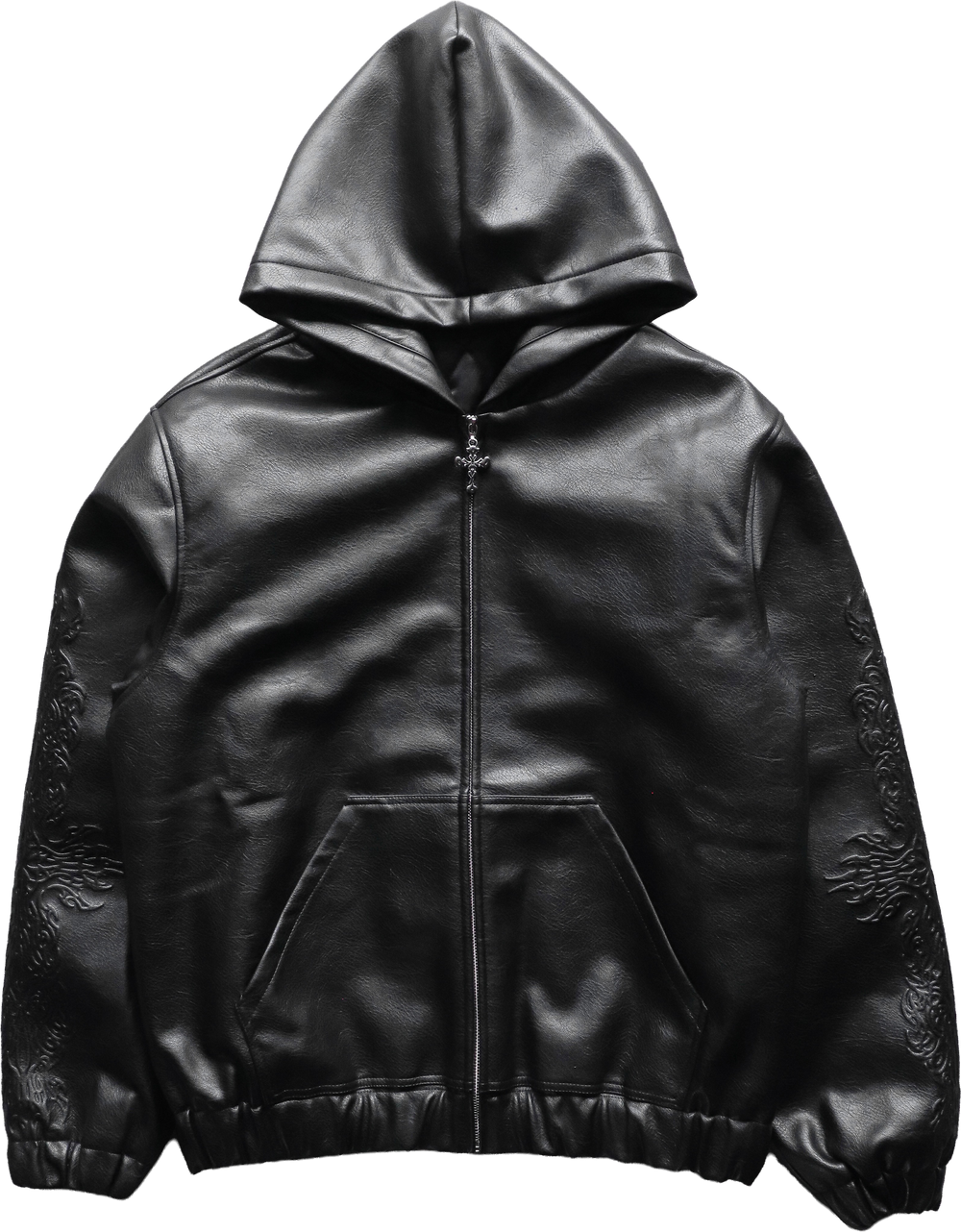 INFERNAL LEATHER ZIP UP BLACK