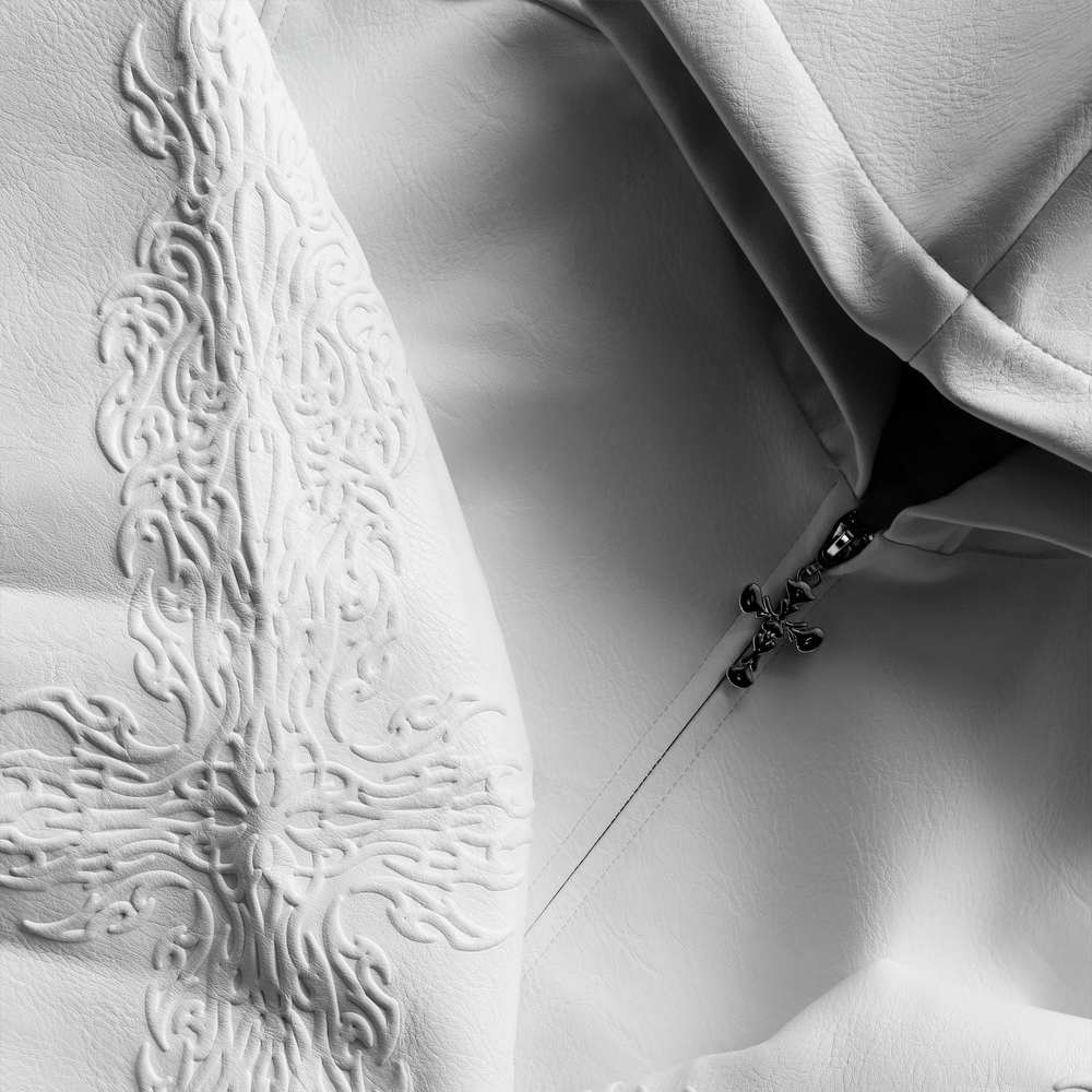 INFERNAL LEATHER ZIP UP WHITE