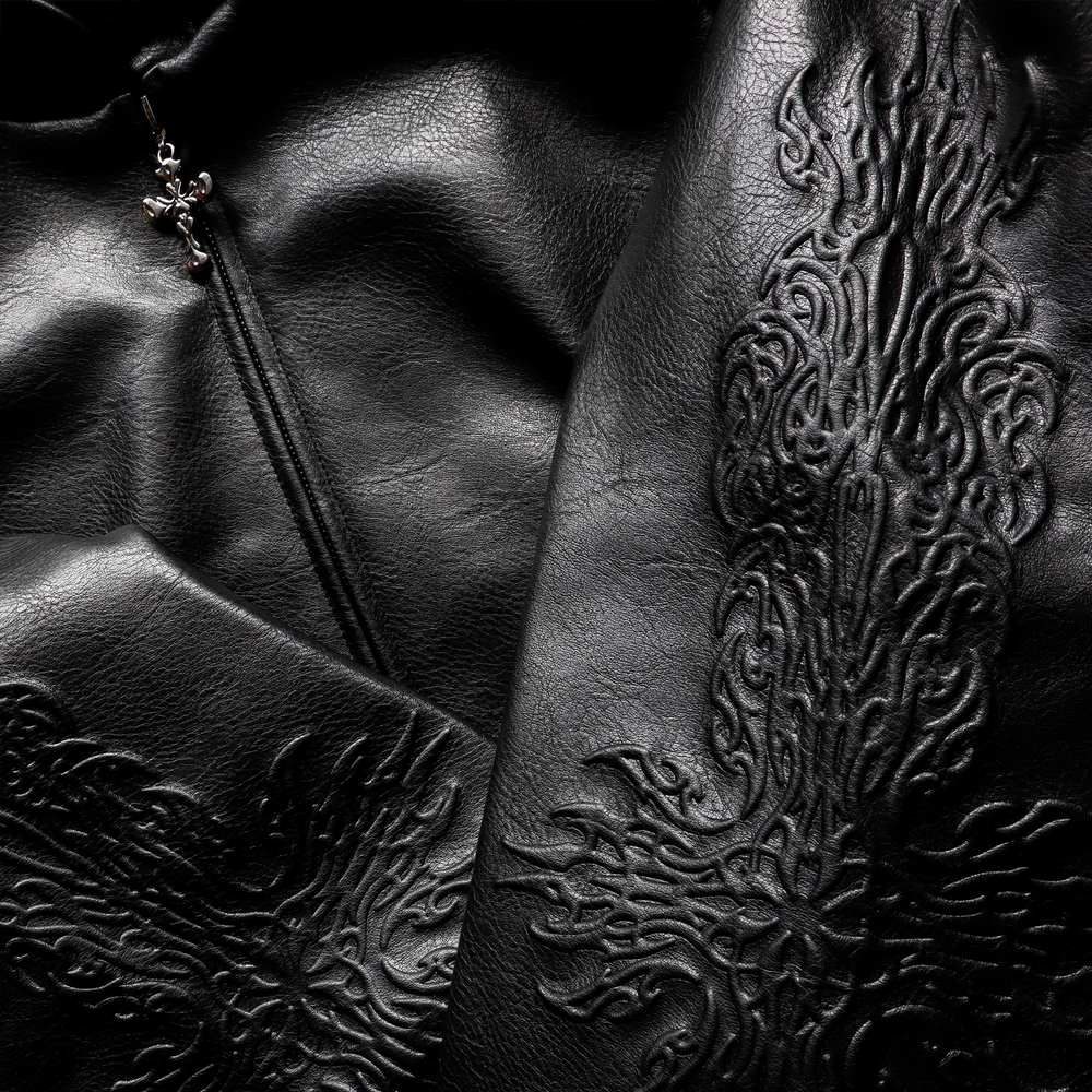 INFERNAL LEATHER ZIP UP BLACK