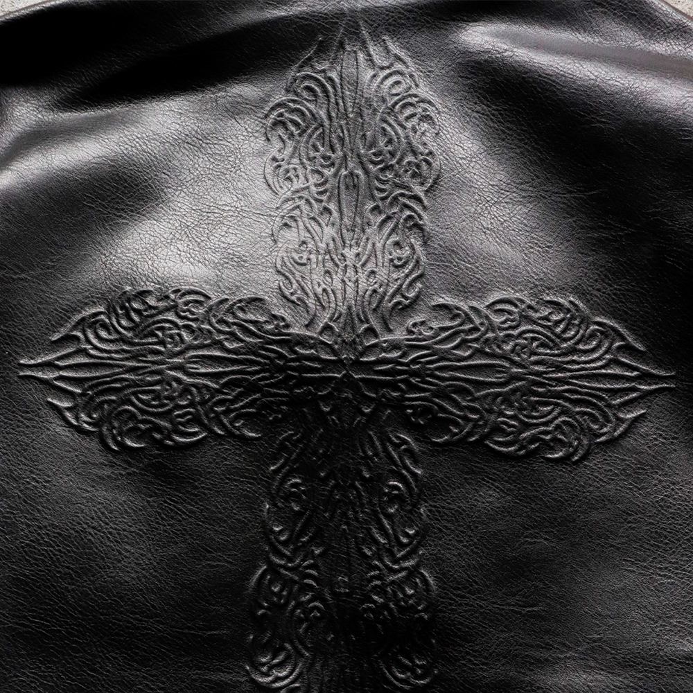 INFERNAL LEATHER ZIP UP BLACK